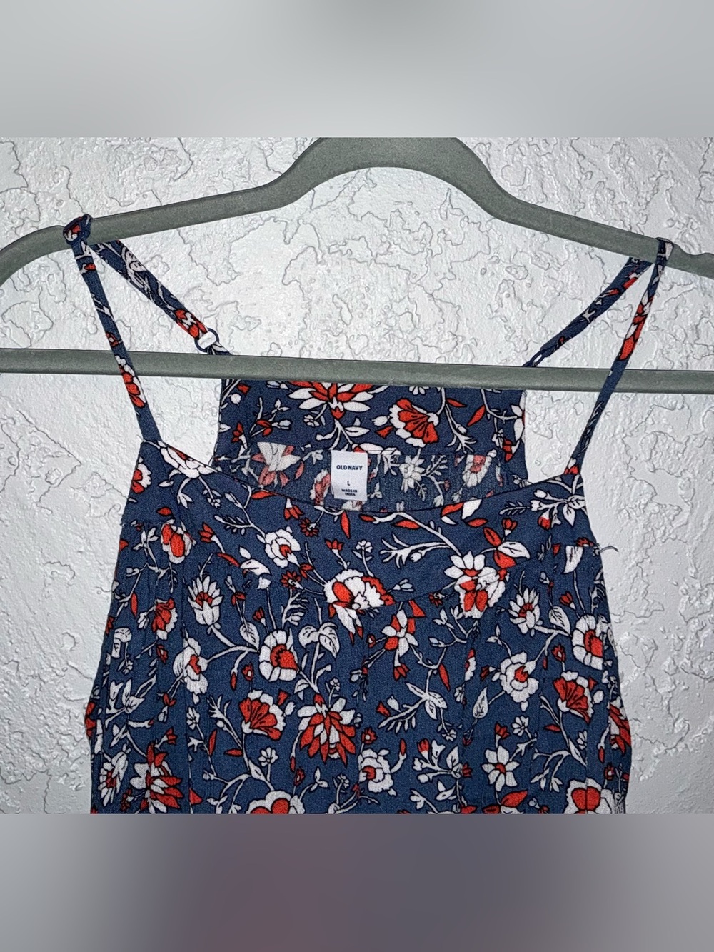 Old Navy Blue Floral with Red and White Blossoms Tank - Picture 4 of 9